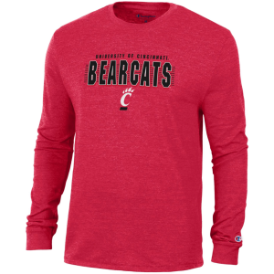 Champion Men's Cincinnati Bearcats Scarlet Triblend Long Sleeve T-Shirt, Small, Red