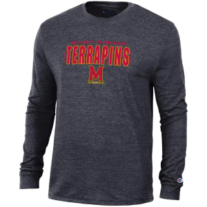 Champion Men's Maryland Terrapins Black Triblend Long Sleeve T-Shirt, XXL
