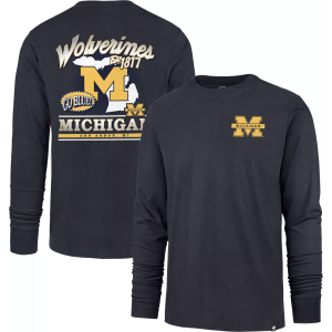 '47 Men's Michigan Wolverines Atlas Blue Regional Backer Long Sleeve T-Shirt, Small