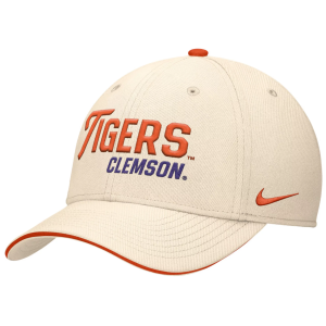 Nike Adult Clemson Tigers Natural Rise Primetime Swooshflex Cap, Men's, Small/Medium, Tan