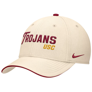 Nike Adult USC Trojans Natural Rise Primetime Swooshflex Cap, Men's, Small/Medium, Tan