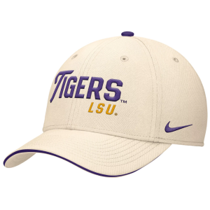 Nike Adult LSU Tigers Natural Rise Primetime Swooshflex Cap, Men's, Small/Medium, Tan