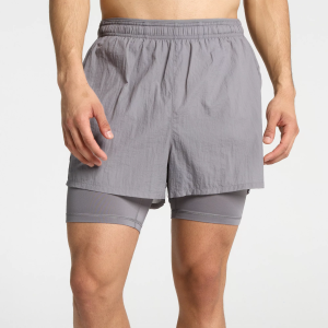 DSG Men's Stride 2-in-1 3" Short, Large, Light Charcoal
