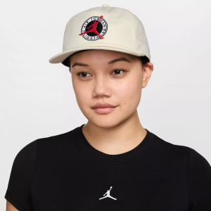 Jordan Jordan Flight Club Pro Unstructured Flat Bill Hat, Men's, L/XL, Pale Ivory/Black - $40.00 at DICK'S Sporting Goods