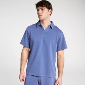 DSG Men's Relaxed Lightweight Classic Fleece Polo, Large, Light Navy