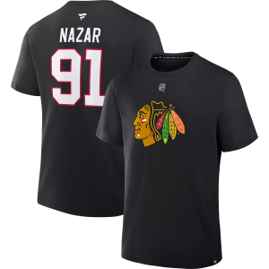 NHL Men's Chicago Blackhawks Frank Nazar #91 Black T-Shirt, Small