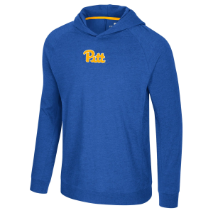 Colosseum Men's Pitt Panthers Royal Long Sleeve Hoodie T-Shirt, Small, Blue