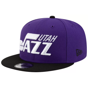 New Era Adult Utah Jazz Black 2Tone 9Fifty Adjustable Snapback Hat, Men's