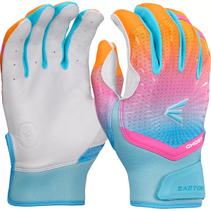 Easton Adult Ghost Sherbet Fastpitch Batting Gloves, Women's, Medium, Orange/Pink/Blue