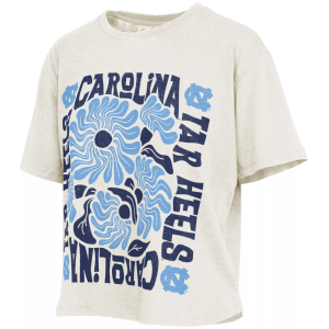 Pressbox Women's North Carolina Tar Heels Ivory Floral Vintage Shirt, Medium, White