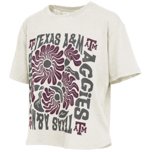 Pressbox Women's Texas A&M Aggies Ivory Floral Vintage Shirt, Small, White