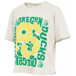 Pressbox Women's Oregon Ducks Ivory Floral Vintage Shirt, XL, White