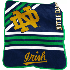 Logo Brands Notre Dame Fighting Irish Raschel Throw Blanket, Blue