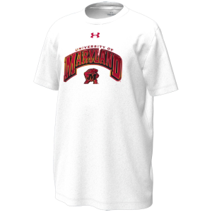 Under Armour Youth Maryland Terrapins Iridescent Tech Stretch T-Shirt, Small, White