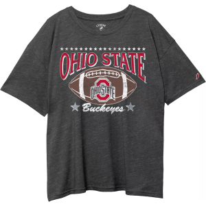 League-Legacy Women's Ohio State Buckeyes Black Victory Falls Triblend Short Sleeve T-Shirt, Small