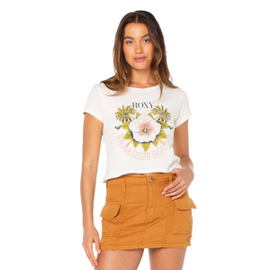 Roxy Women's In Bloom Crop Graphics Short Sleeve T-Shirt, Large, White
