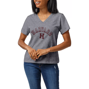 League-Legacy Women's Harvard Crimson Grey Intramural Boyfriend V-Neck T-Shirt, XXL, Gray