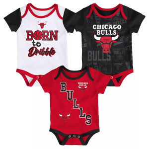 NBA Infant Chicago Bulls White Born To Hoop Creeper Set, Boys', Medium