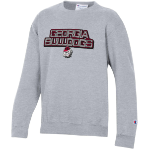 Champion Youth Georgia Bulldogs Grey Powerblend Crew Pullover Sweatshirt, Medium, Gray