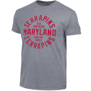 Champion Men's Maryland Terrapins Gunsmoke Heather Ultimate Triblend T-Shirt, Small, Gray