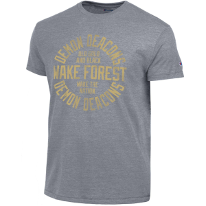 Champion Men's Wake Forest Demon Deacons Gunsmoke Heather Ultimate Triblend T-Shirt, Small, Gray