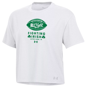 Under Armour Women's Notre Dame Fighting Irish White Icon Short Sleeve T-Shirt, Large