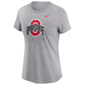 Nike Women's Ohio State Buckeyes Grey Heather Sideline Logo Short Sleeve T-Shirt, Small, Gray