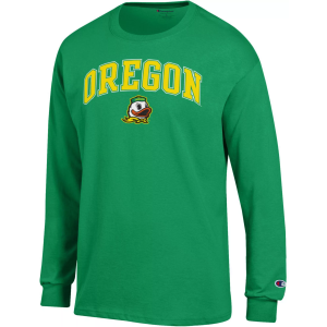 Champion Men's Oregon Ducks Green Arch Long Sleeve T-Shirt, Small
