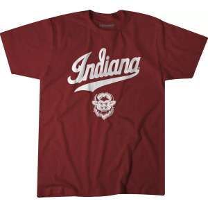 BreakingT Adult Indiana Hoosiers Mascot Script Maroon T-Shirt, Men's, Small, Red