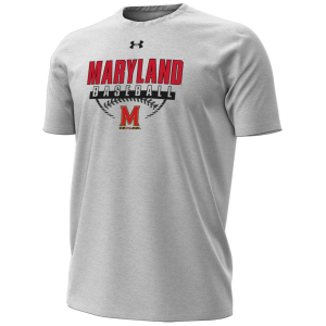 Under Armour Men's Maryland Terrapins Silver Heather Baseball Performance T-Shirt, Large, Gray