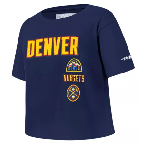 Pro Standard Girls' Denver Nuggets Navy Retro Classic Boxy T-Shirt, Large, Blue