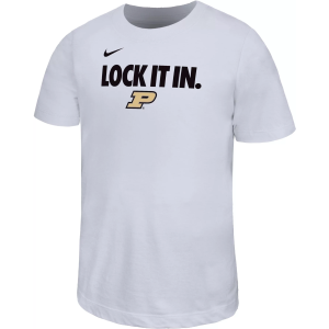 Nike Youth Purdue Boilermakers 'Lock It In' White Bench T-Shirt, Small