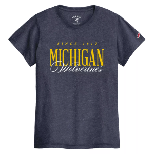 League-Legacy Women's Michigan Wolverines Navy Intramural T-Shirt, Small, Blue