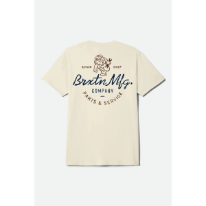BRIXTON Men's Tolman Standard Short Sleeve T-Shirt, Small, Cream