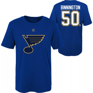 NHL Youth St. Louis Blues Jordan Binnington #50 T-Shirt, Medium, Blue