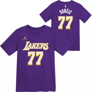 Jordan Kids' Los Angeles Lakers Luka Doncic #77 Purple Statement T-Shirt, Small
