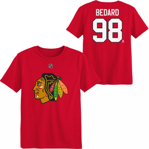 NHL Youth Chicago Blackhawks Conor Bedard #98 T-Shirt, Small, Red