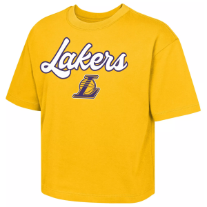 NBA Girls' Los Angeles Lakers Yellow In And Out Boxy T-Shirt, Medium