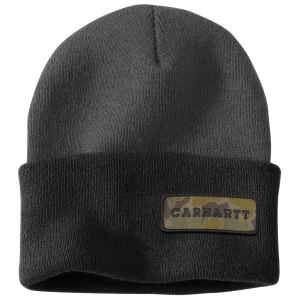 Carhartt Men's Cuffed Camo Patch Beanie, Shadow