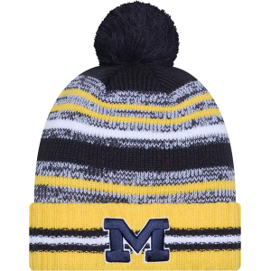 New Era Adult Michigan Wolverines Navy Cheer Knit Hat, Men's, Blue