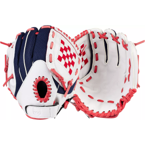 DSG 9.5" Youth Tee Ball Glove, White/Navy/Red