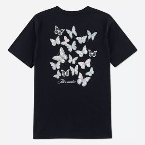 abercrombie kids glitter butterflies short sleeve tee, Size 5/6, Anthracite