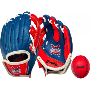 Franklin 8.5" Air Tech Adapt Series Teeball Glove and Ball Set, Navy/Red