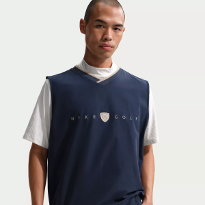 Nike Men's Fairway Fresh Dri-FIT Golf Wind Vest, Large, College Navy/Limestone