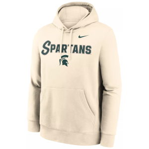Nike Men's Michigan State Spartans Natural Club Fleece Tackle Twill Hoodie, Medium, Tan