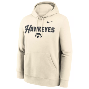 Nike Men's Iowa Hawkeyes Natural Club Fleece Tackle Twill Hoodie, Small, Tan