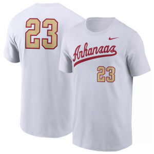 Nike Men's Arkansas Razorbacks White Throwback Replica Jersey T-Shirt, Small