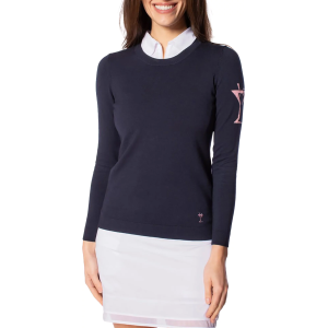 Golftini Women's Martini Crewneck Golf Sweater, Large, Navy
