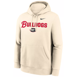 Nike Men's Georgia Bulldogs Natural Club Fleece Tackle Twill Hoodie, Small, Tan