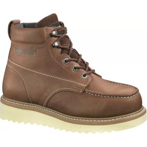 Wolverine Men's Moc-Toe Wedge 6" Wide Steel Toe Work Boots, 7 W, Brown